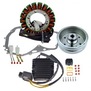 Kit Stator + Improved Flywheel + Mosfet Regulator Rectifier + Crankcase Cover Gasket for Suzuki LTF 400 Eiger 2002-2007