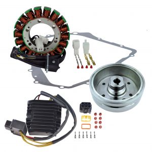 Kit Stator + Improved Flywheel + Mosfet Regulator Rectifier + Crankcase Cover Gasket for Suzuki LTA 400 Eiger 2002-2007